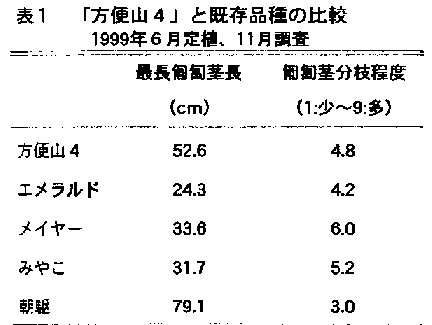 表1 「方便山4」と既存品種の比較