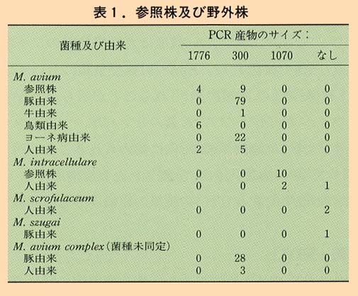 表1 参照株及び野外株