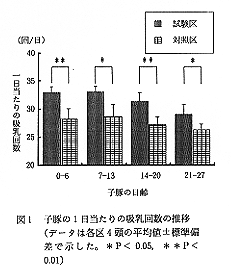 図1 子豚の一日当たりの吸乳回数の推移