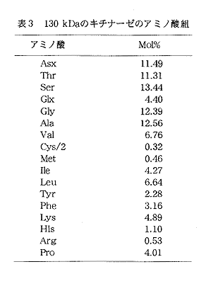 表3 130kDaのキチナーゼのアミノ酸組