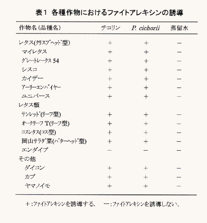 表1 各種作物におけるファイトアレキシンの誘導