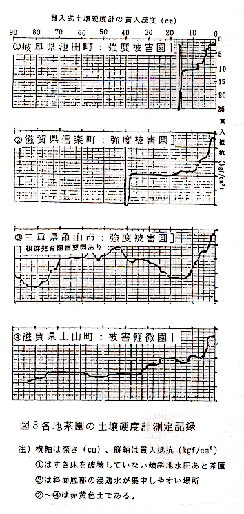 図3 各地茶園の土壌硬度計測定記録