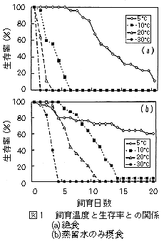 図1 飼育温度と生存率との関係