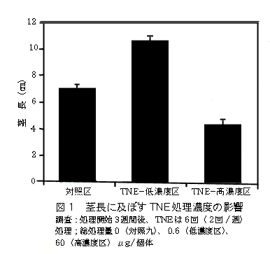 図1 茎長に及ぼすTNE処理濃度の影響
