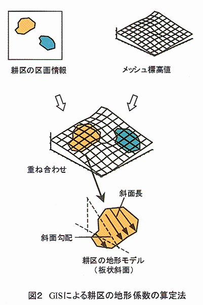 図2 GISによる耕区の地形係数の算定法