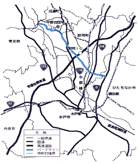 図1 広域農道と平野台団地の位置図