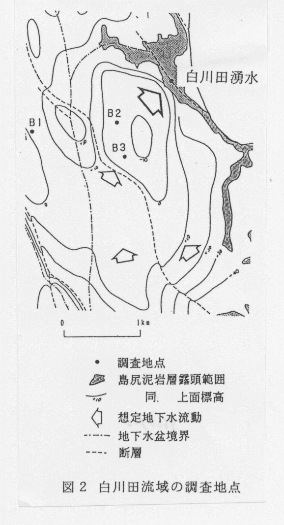 図2 白川田流域の調査地点