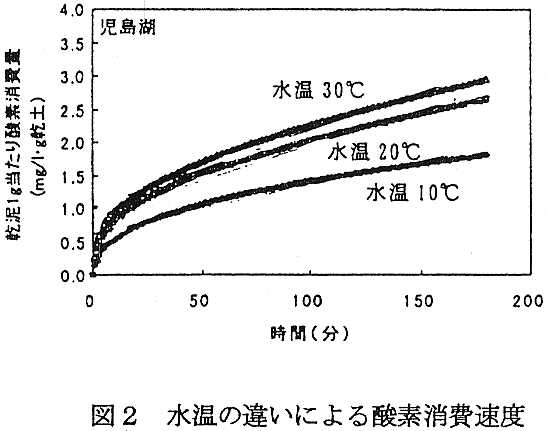 図2 水温の違いによる酸素消費限度
