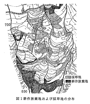 図1 耕作放棄地および採草地の分布