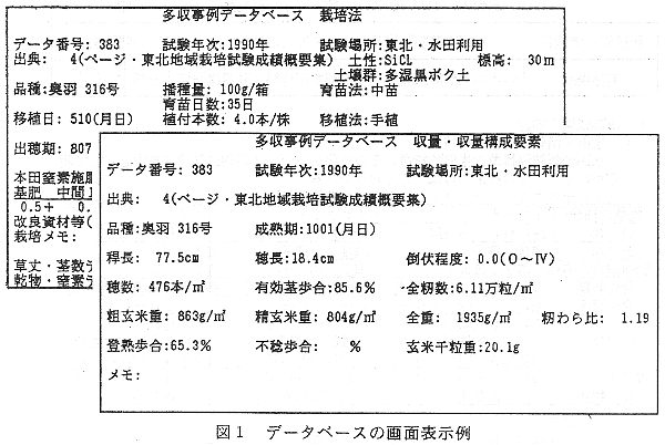図1 データベースの画面表示例