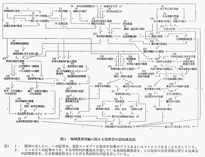 図1 地域農業再編に関する指導者の認知構造図