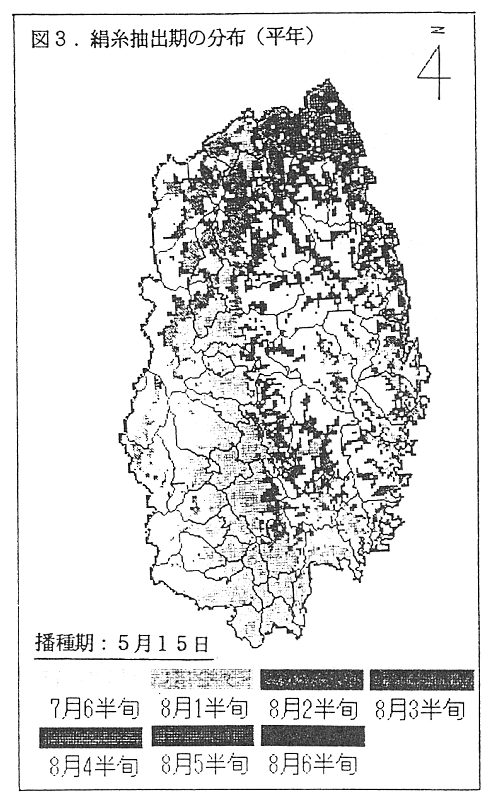 図3 絹糸抽出期の分布