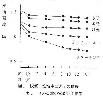 図1 脱気、塩漬中の硬度の推移