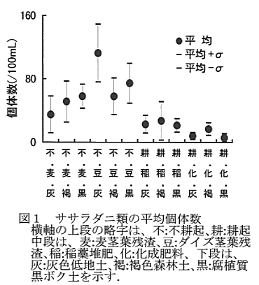 図1 ササラダニ類の平均個体数