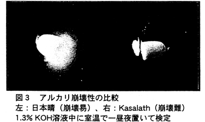 図3.アルカリ崩壊性の比較