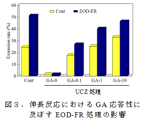 図3.伸長反応におけるGA応答性に及ぼすEOD-FR処理の影響