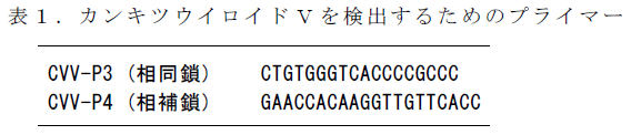 カンキツウイロイドV を検出するためのプライマー