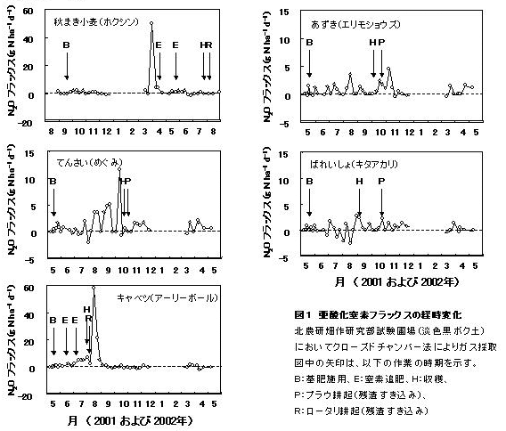 図1 亜酸化窒素フラックスの経時変化