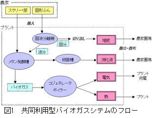 図1 共同利用型バイオガスシステムのフロー