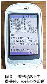 図3 携帯電話上で農薬使用の適否を診断