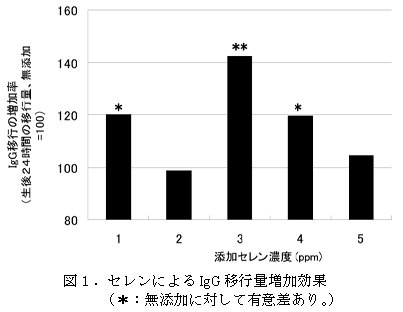 図1 セレンによるIgG移行量増加効果