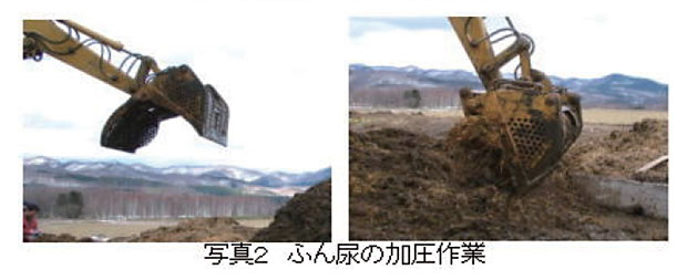 写真2 ふん尿の加圧作業