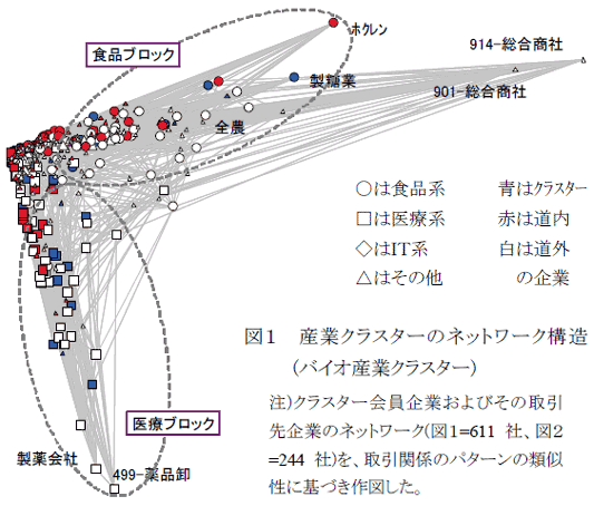 図1 産業クラスターのネットワーク構造(バイオ産業クラスター)