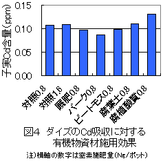 図4 ダイズのCd吸収に対する有機物資材施用効果