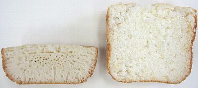 発酵時および製パン後の断面の比較