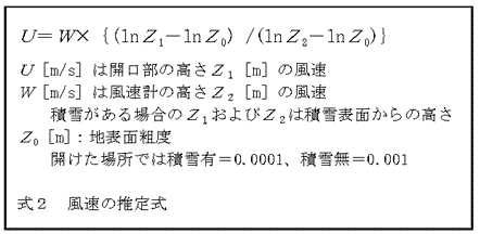 式2 風速の推定式