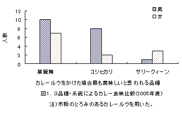 図1 3品種・系統によるカレー食味比較