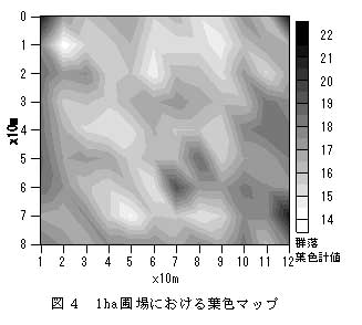 図4 1ha 圃場における葉色マップ