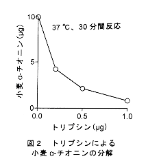 図2.トリプシンによる小麦α-チオニンの分解