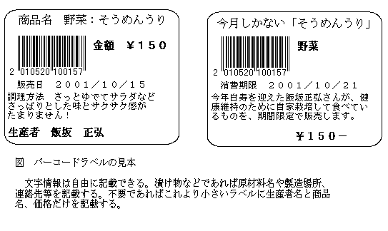 図 バーコードラベルの見本