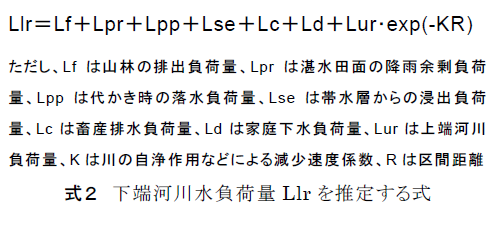 式2 下端河川水負荷量Llr を推定する式