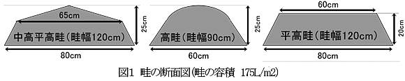 図1 畦の断面図(畦の容積 175L/m2)