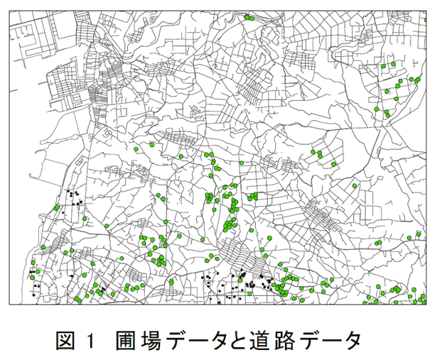 図1 圃場データと道路データ