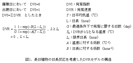 図1.長日植物の日長反応を考慮したDVRモデルの構造