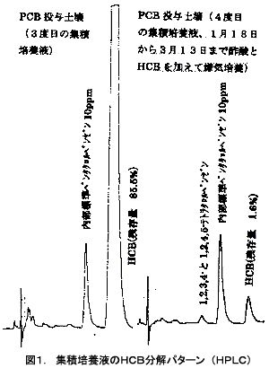 図1.集積培養液のHCB分解パターン(HPLC)