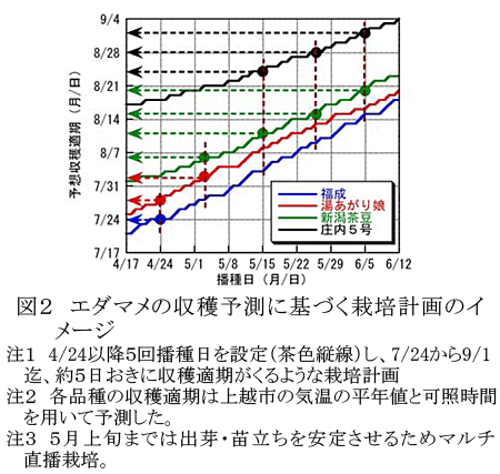 図2 エダマメの収穫予測に基づく栽培計画のイメージ