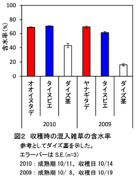 収穫時の混入雑草の含水率