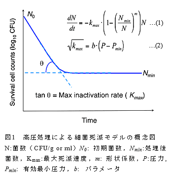 図1 高圧処理による細菌死滅モデルの概念図