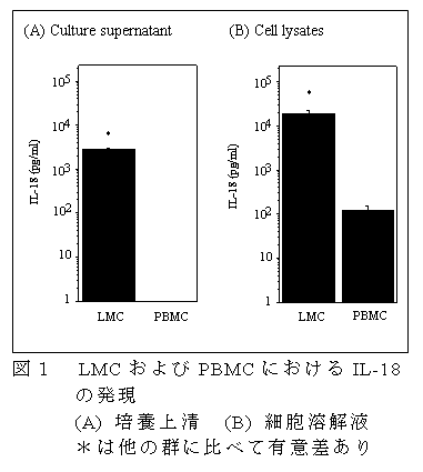 図1  LMCおよびPBMCにおけるIL-18の発現