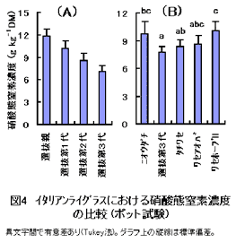 図4 イタリアンライグラスにおける硝酸態窒素濃度の比較