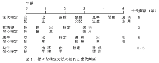 図1 様々な検定方法の流れと世代間隔