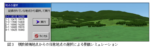 図3 複数候補地点からの任意地点の選択による景観シミュレーション