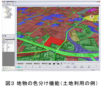 図3 地物の色分け機能(土地利用の例)