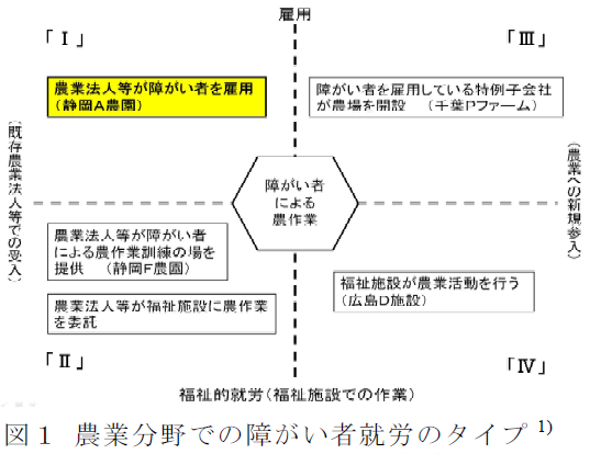 農業分野での障がい者就労のタイプ