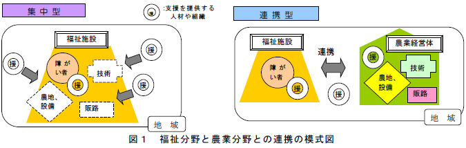 福祉分野と農業分野との連携の模式図