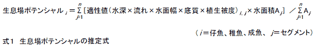 式1 生息場ポテンシャルの推定式